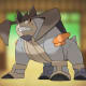 Terrakion on the Pokémon Go Fighting-type background.
